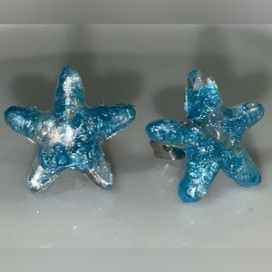 Blue Starfish Stud Earrings